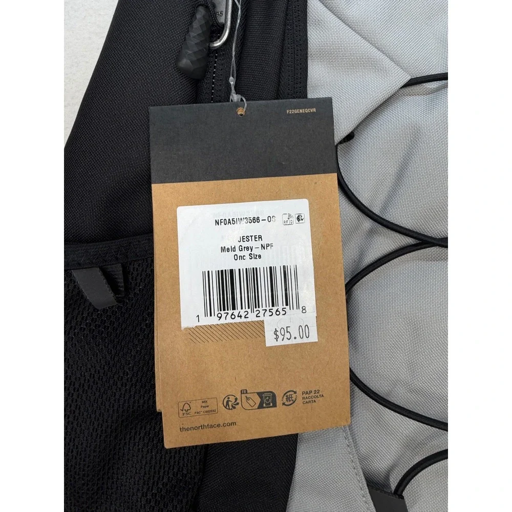 The North Face Jester Backpack Gray Black Laptop Sleeve School Travel New NWT
